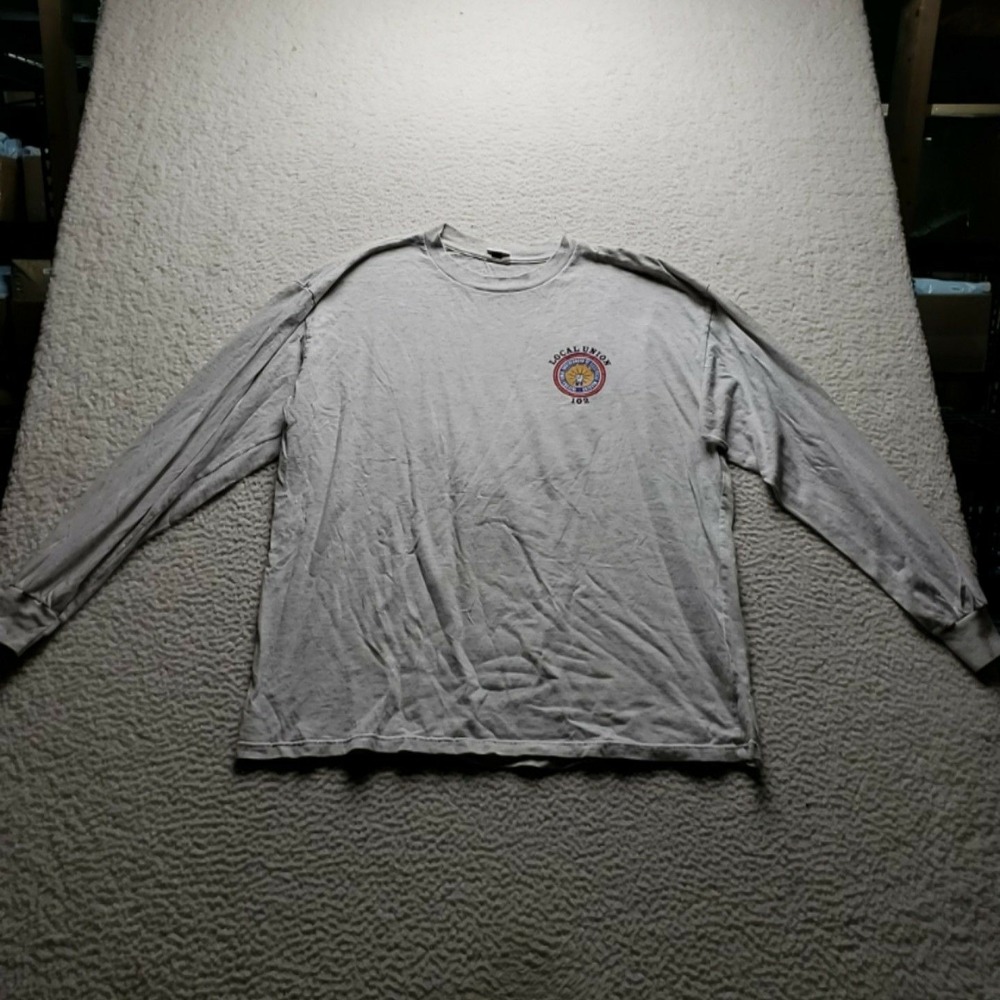 Union Line Shirt Mens 2XL Gray IBEW Electrician Eagle Graphic Long Sleeve Tee